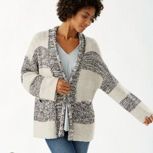 Pink Rose Gray and Cream Oversized Cardigan Sweater‎